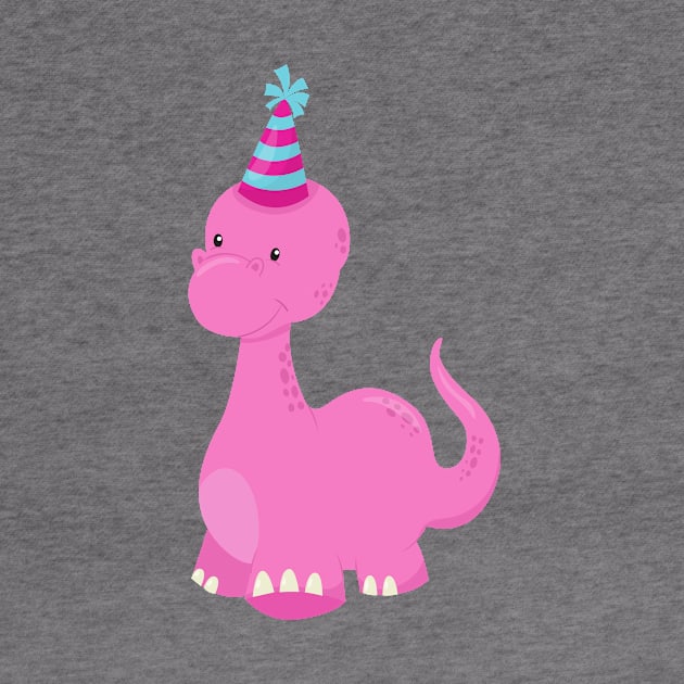 Birthday Dinosaur, Party Dinosaur, Pink Dinosaur by Jelena Dunčević